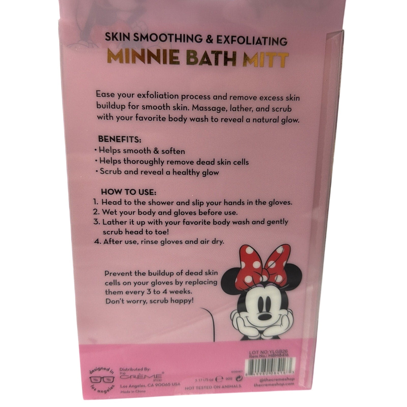 Disney Minnie Mouse Skin Smoothing & Exfoliating Shower Gloves By The Crème Shop