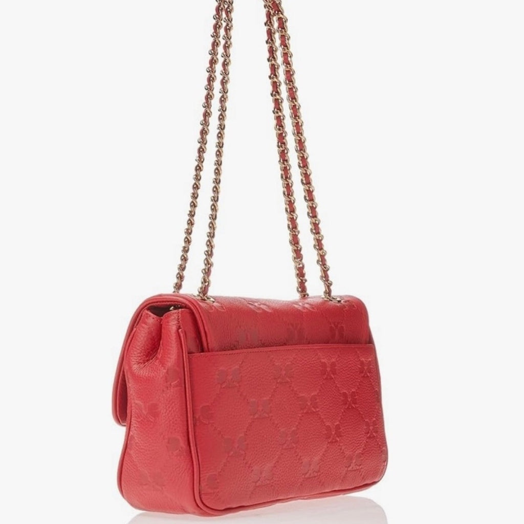 NWT Karl Lagerfeld red Agyness crossbody pebbled leather bag