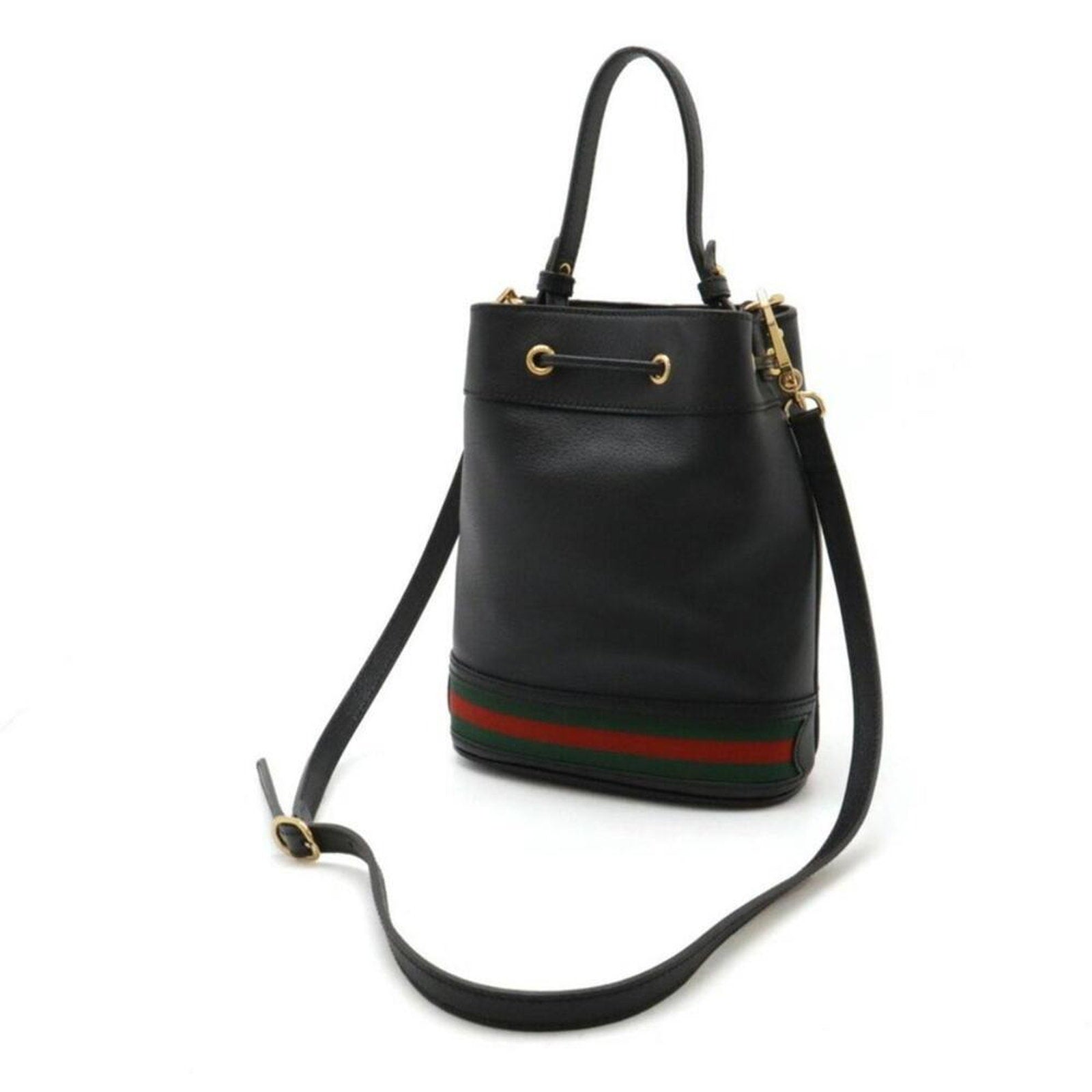 Gucci bucket crossbody black with cherry line