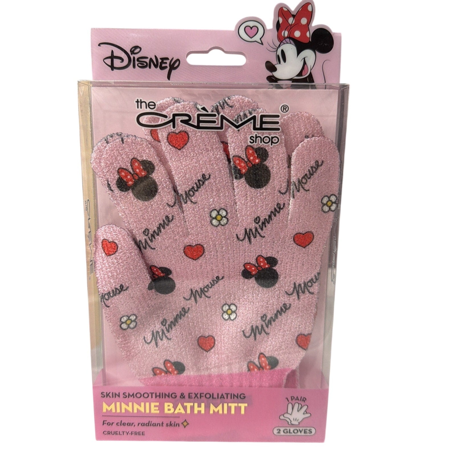 Disney Minnie Mouse Skin Smoothing & Exfoliating Shower Gloves By The Crème Shop