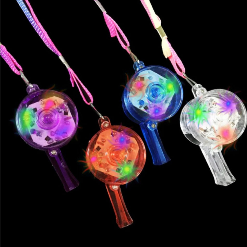 6 assorted whistle necklace-they light up