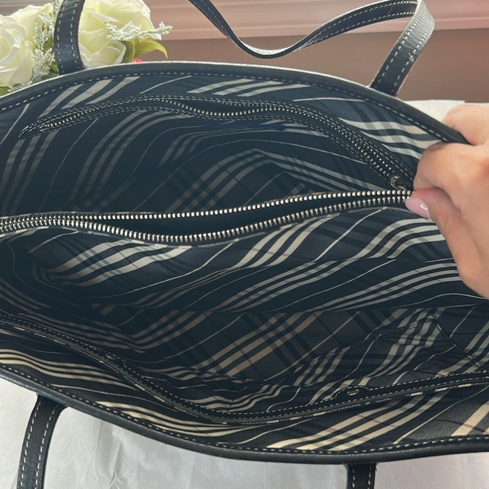 Good used Burberry  Blue Label tote black bag