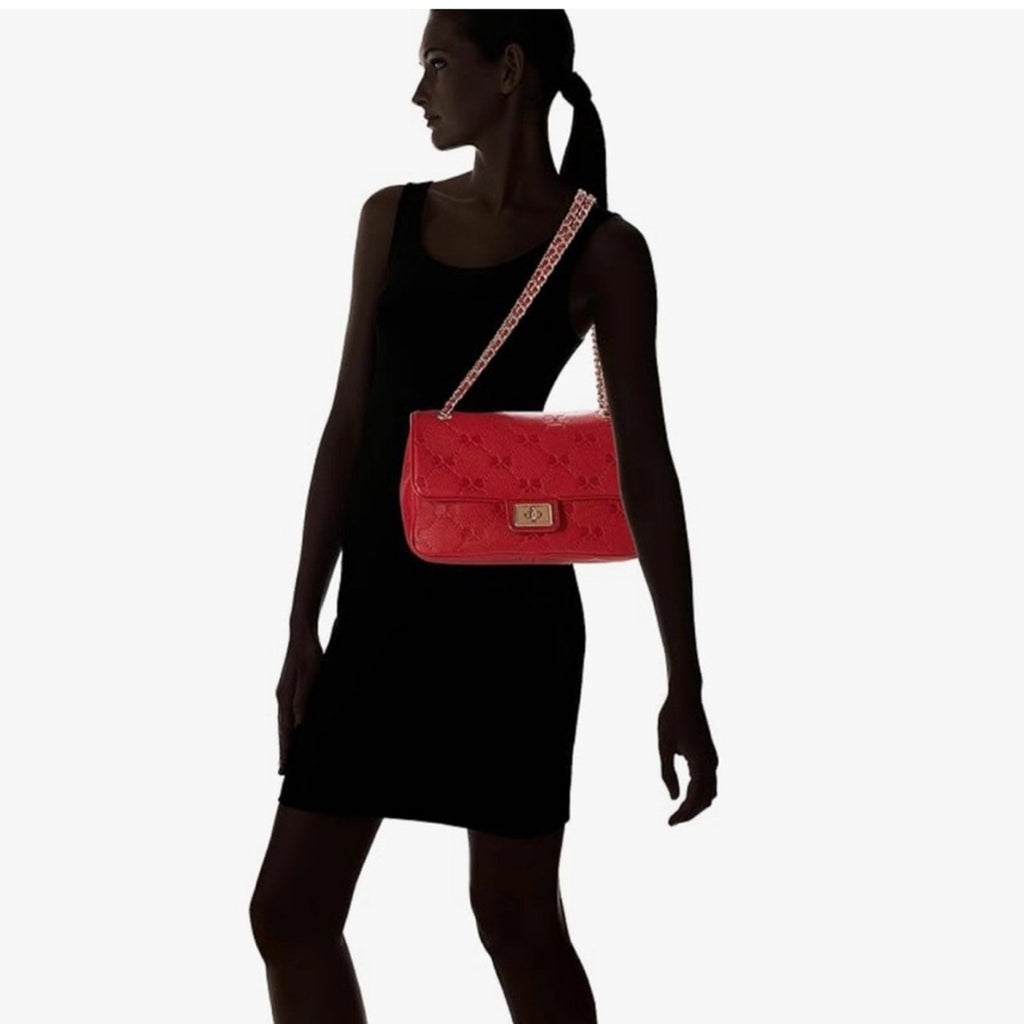 NWT Karl Lagerfeld red Agyness crossbody pebbled leather bag