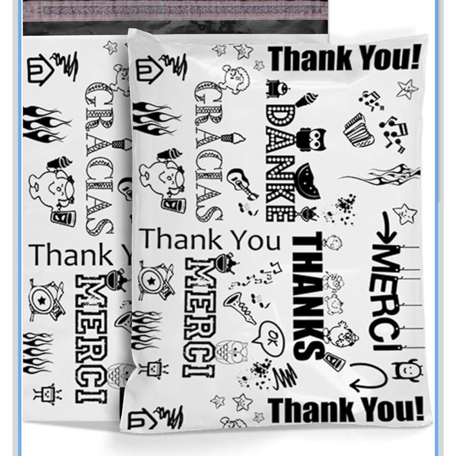 Thank You 10 x 13 Poly Mailers Printed Bags For Mailing Shipping 25 Pack