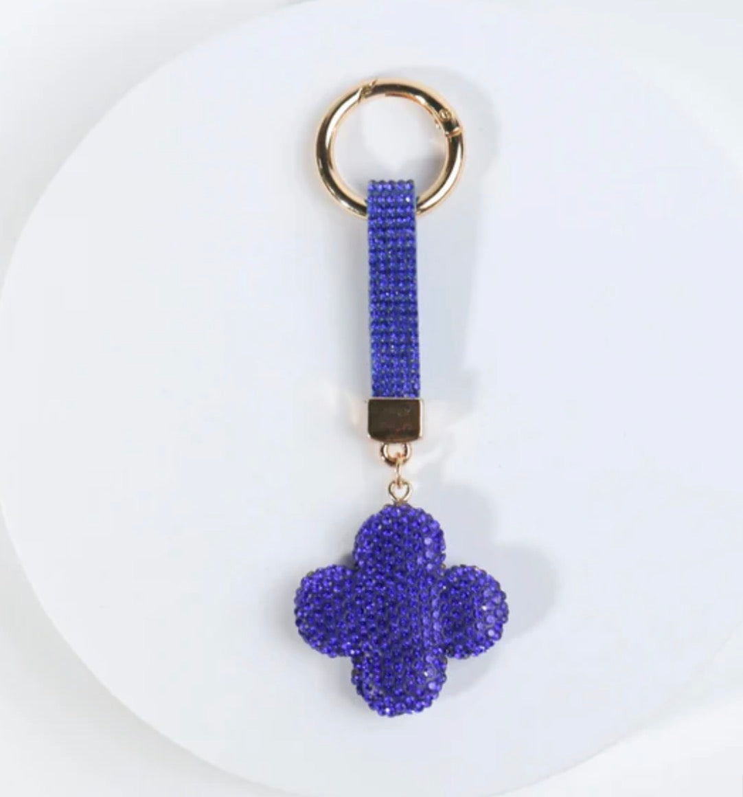 Blue fashion clover bag charm
