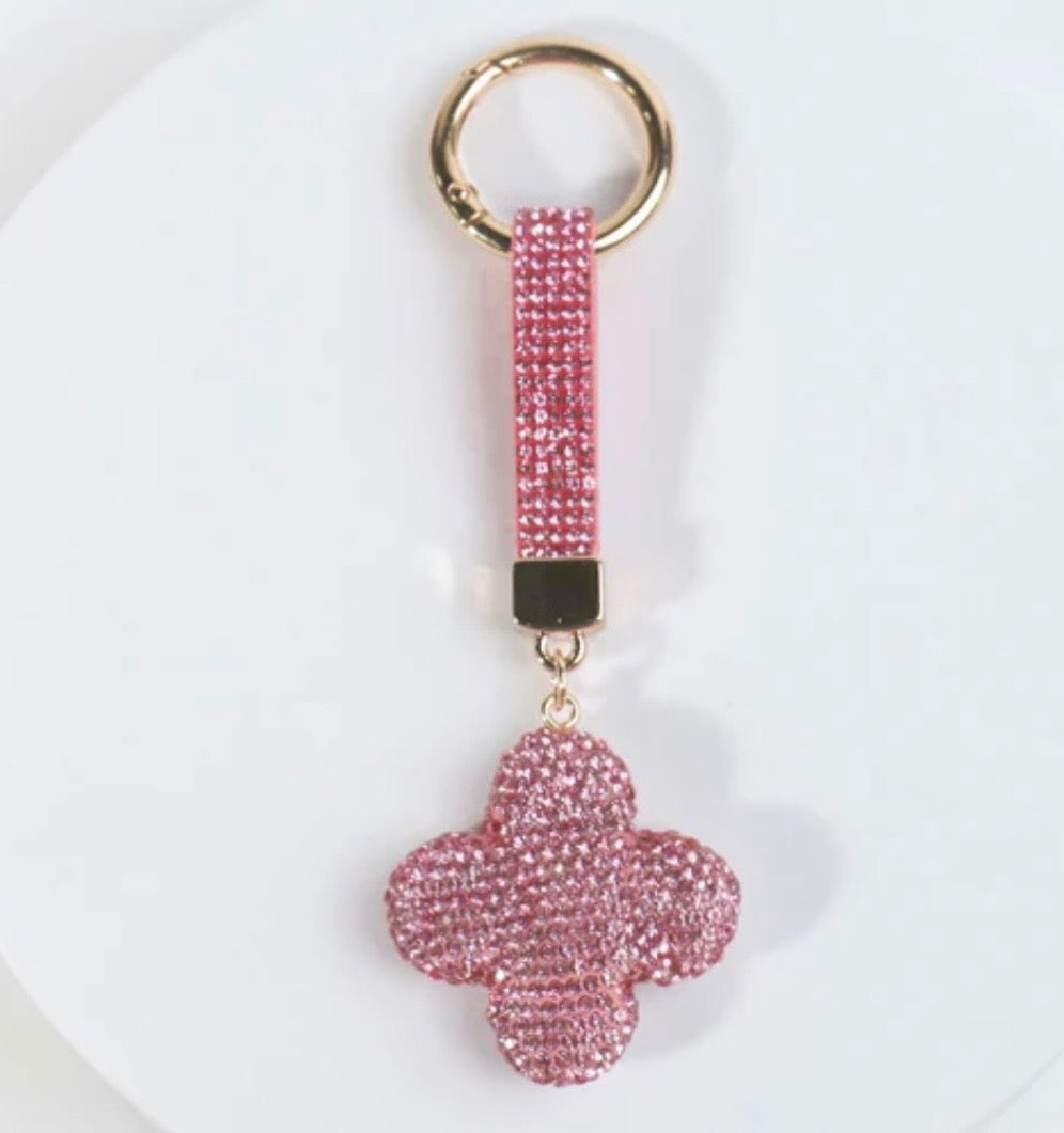 Pink fashion clover bag charm