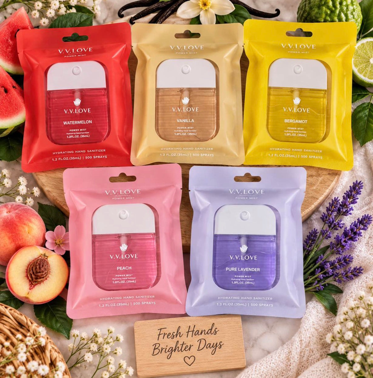 V.V. LOVE Power Mist Hydrating Hand Sanitizer Set of 5