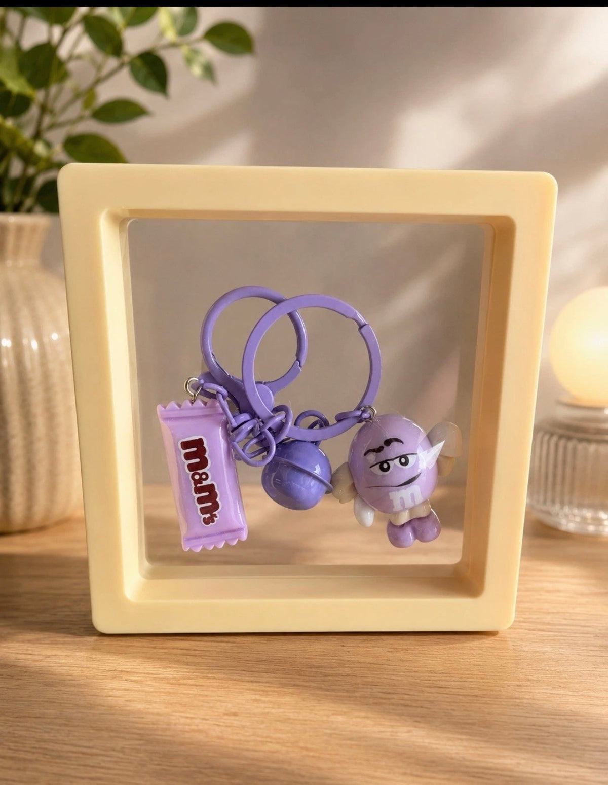 Purple M&M bag charm