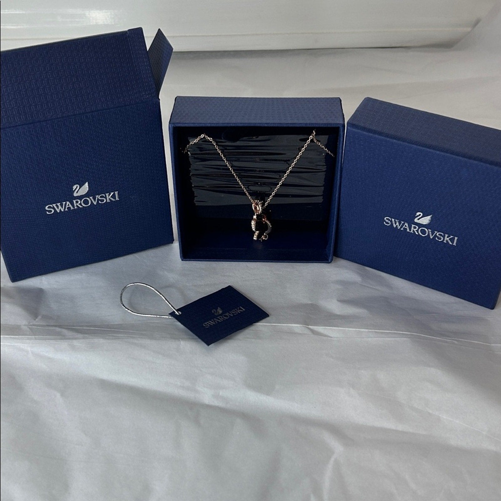 Swarovski Black And Rose Gold necklace comes with box