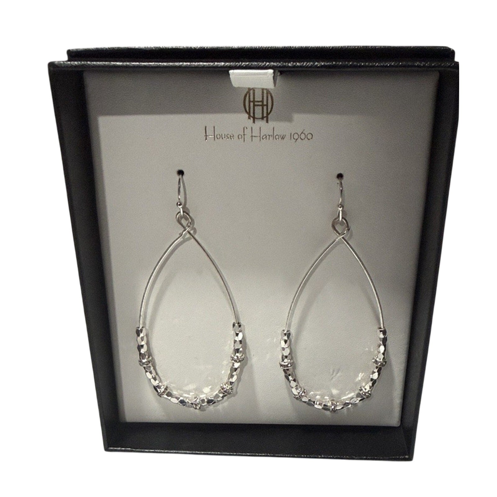 House of Harlow 1960 Silver Tone French Wire Chandelier Earrings New!