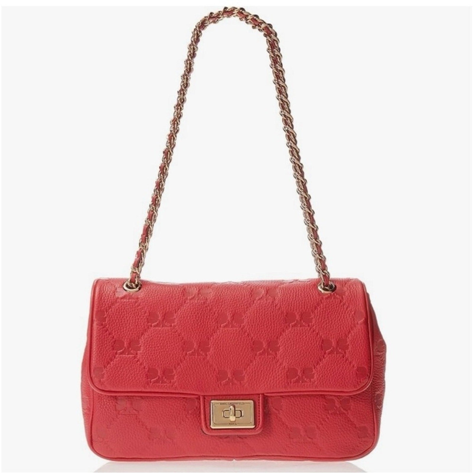 NWT Karl Lagerfeld red Agyness crossbody pebbled leather bag