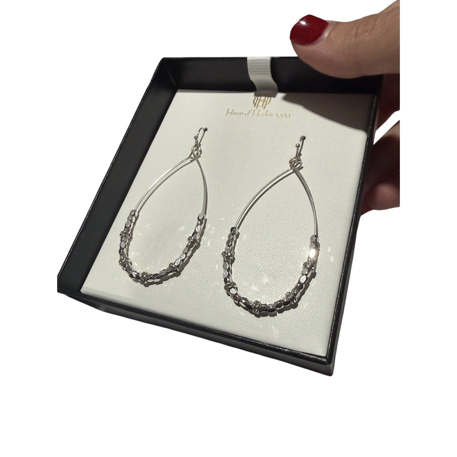 House of Harlow 1960 Silver Tone French Wire Chandelier Earrings New!